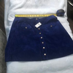Real suede button down skirt